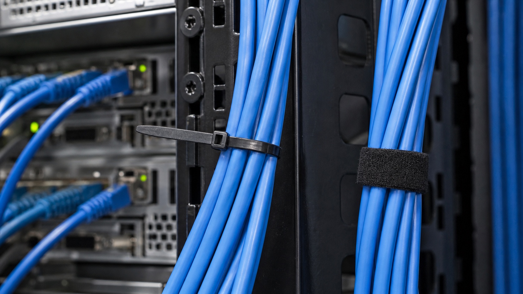 Over-tightened nylon cable tie risk on data center patch cords
