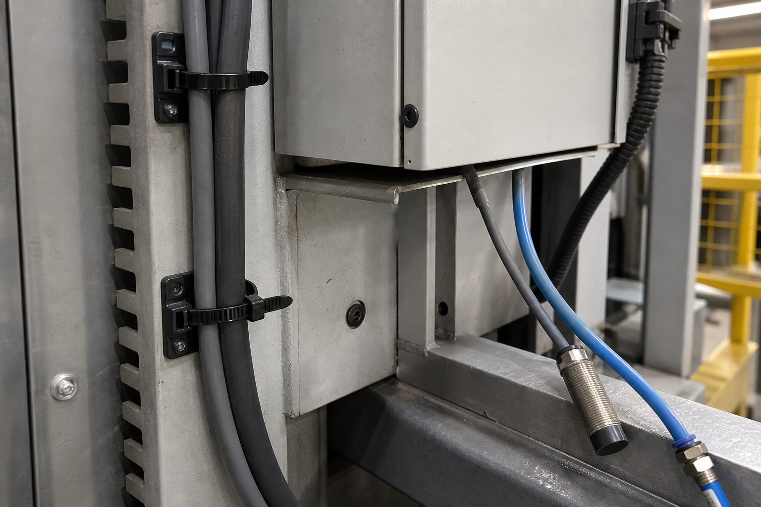 Loose equipment sensor cable risk next to secured cable tie route