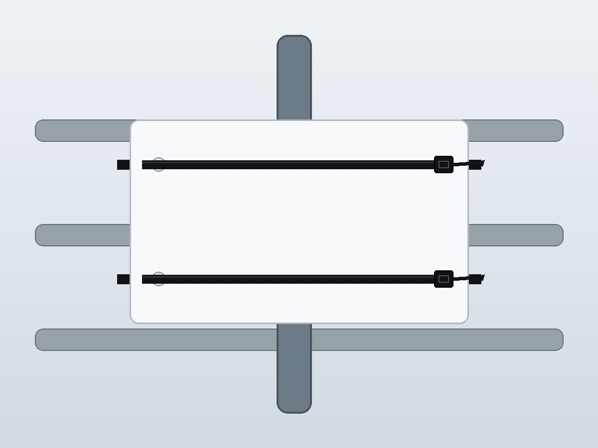 Blank sign mounted to a post with nylon cable ties