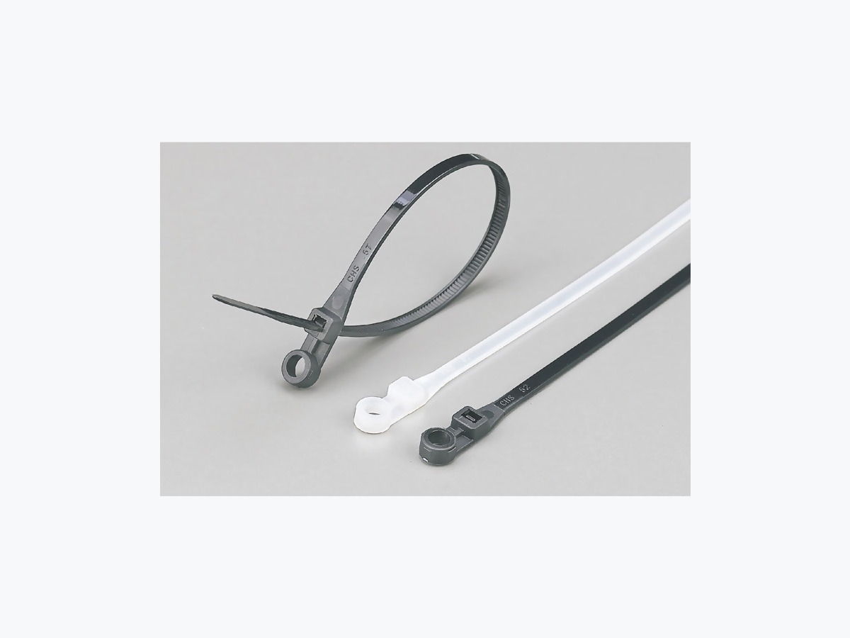Mountable nylon cable tie for garden structure and label fixing