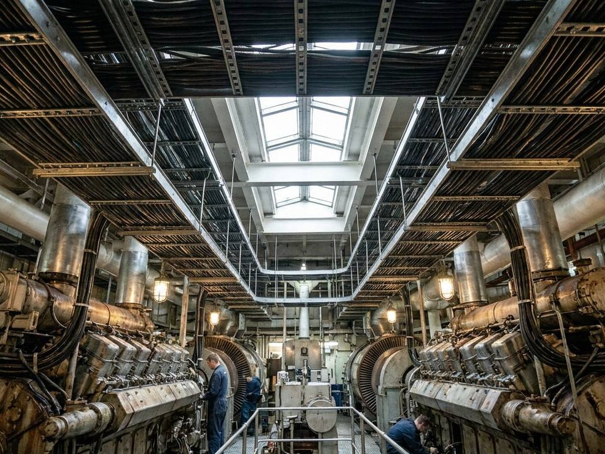 Enclosed machinery-room cable tray reference for wind nacelle and tower service areas