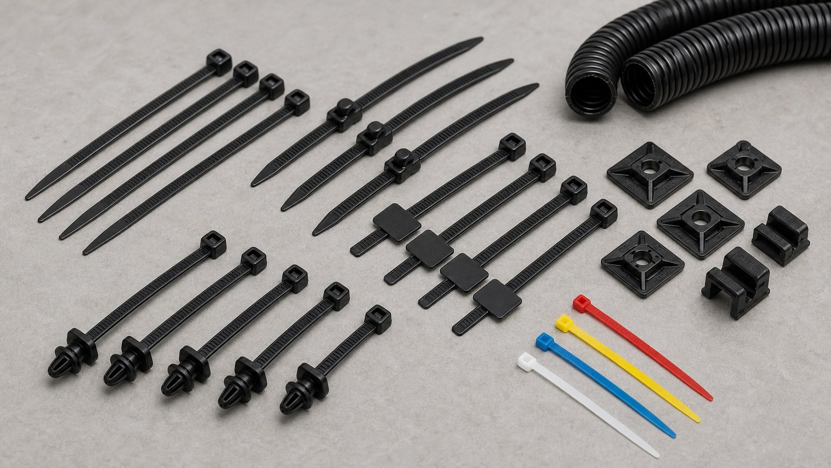 Wire harness cable tie product combination for routing and identification